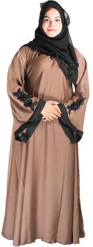 Modest City MODEST_ABAYA_000417 Nida High Quality Burqa Abaya Solid Abaya With Hijab(Black,...