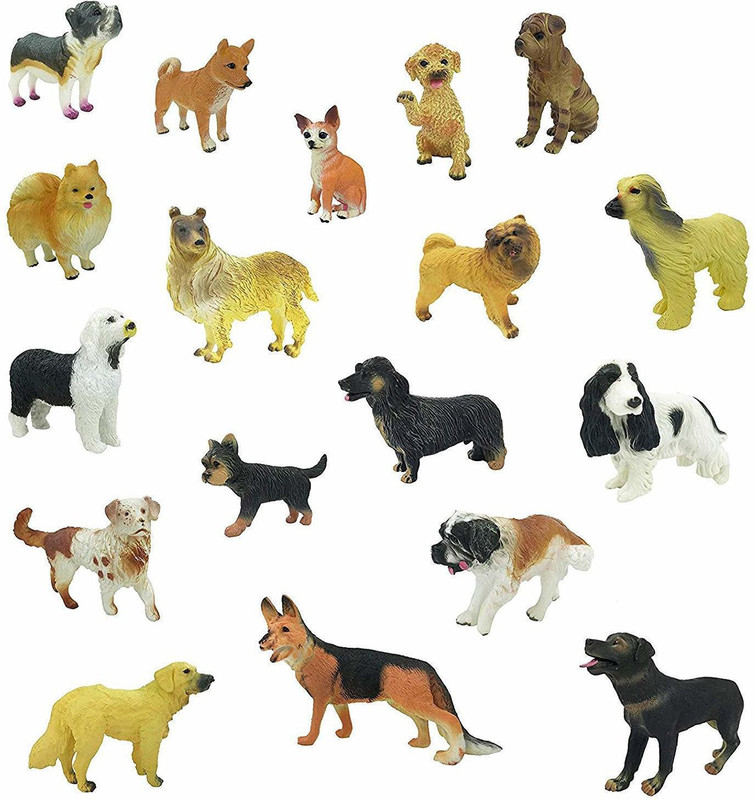 bestie toys Set of 12 Deluxe Dog Figurines, Toy Puppy Figures Canine Bulk Animal Variety Gift Pack (3-Inches)(Multicolor)