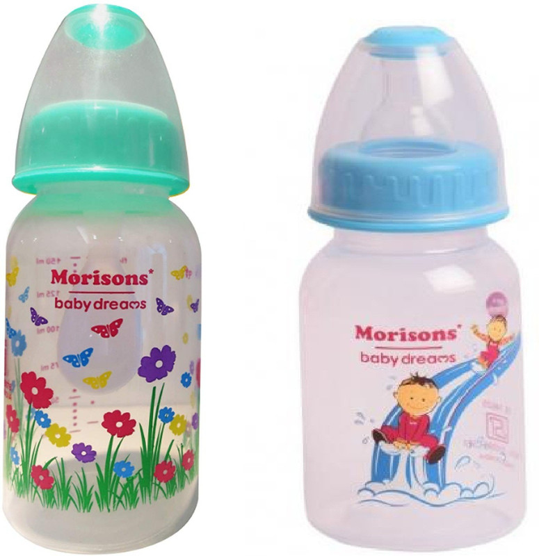 Morisons Baby Dreams Designer feeding bottle 125ml,PP Feeding bottle with  spoon 125ml 125125 ml(Multicolor)
