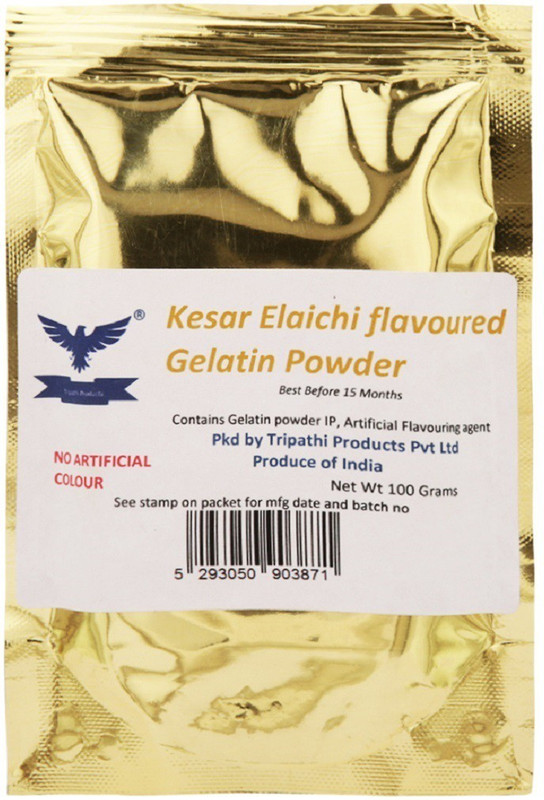 Tripathi Products Pack of 1 Kesar Elaichi flavoured 100gm Gelatin Powder(100 g) Tripathi Products Pack of 1 Kesar Elaichi flavoured 100gm Gelatin Powder(100 g)