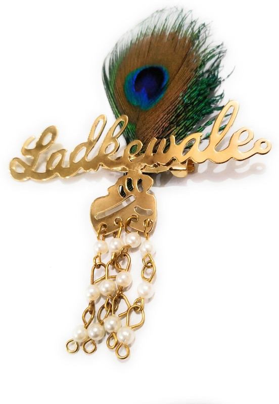 jainsaab 10 Pcs Ladkewale With Peacock Feathers Brooch(Gold)