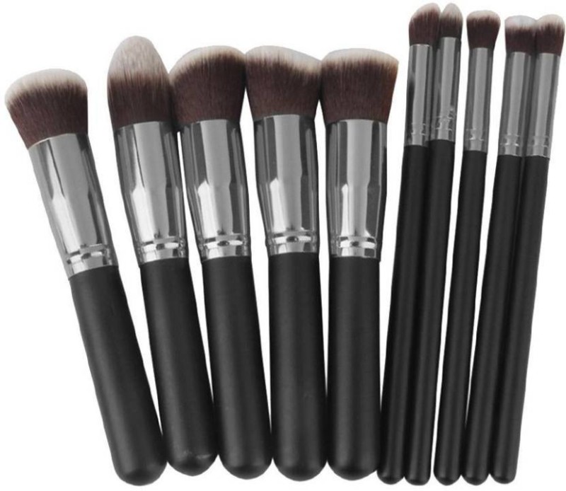 Katti Del Coco Makeup Brush Set Premium Cosmetics Foundation Blending Blush Eyeliner (black )(Pack of 10)