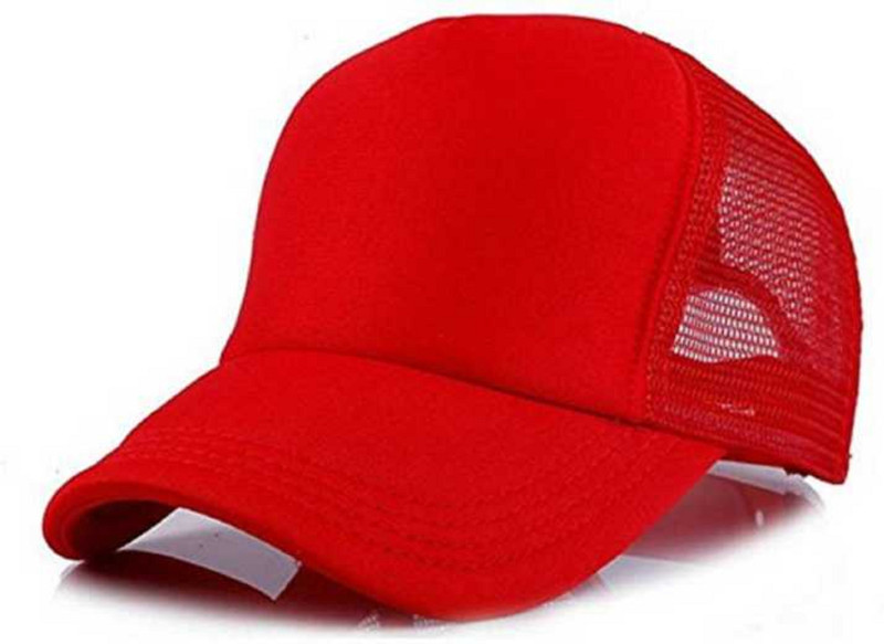 sky uddan Solid Red Solid Half Net, Baseball, Trucker Caps, Mesh cap Cap Cap