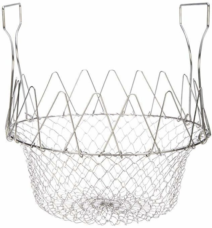 globex Chef Basket Collapsible Strainer(Silver Pack of 1)
