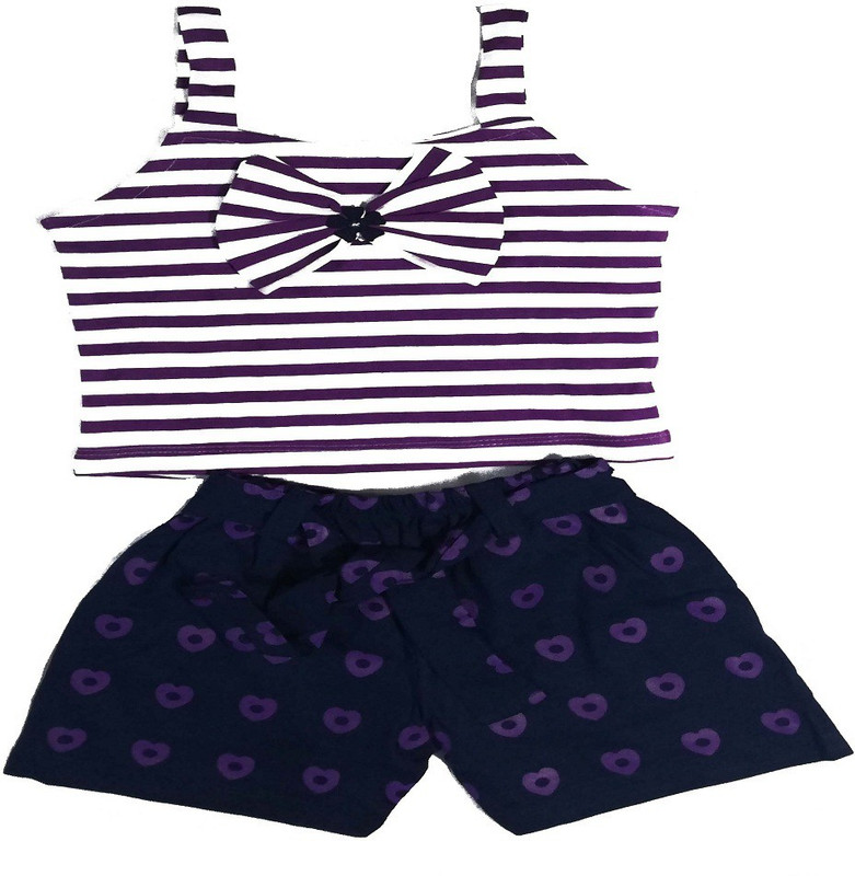 kinder choice Girls Casual Top Shorts(Multicolor)