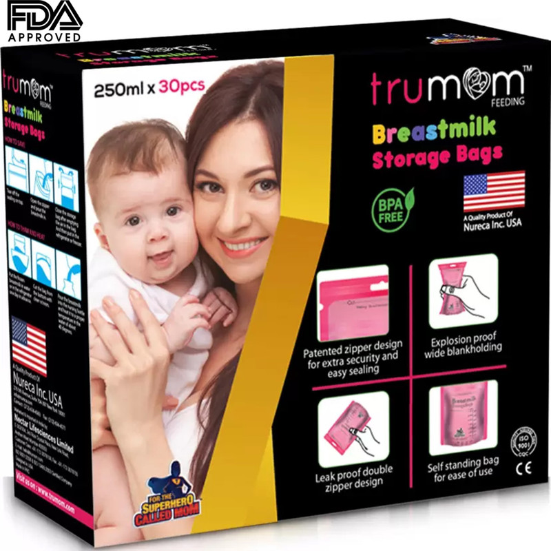 Trumom BreastMilk Storage Bags …(Pack of 30, Pink)