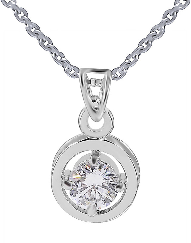 tiara ornaments METAL_SILVER_FASHION_SOLITAIRE_PENDANT Rhodium Swarovski Crystal Silver Pendant Set