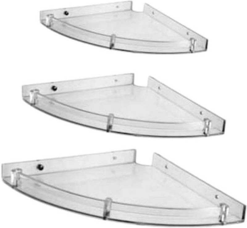 ritu sleves - Acrylic Unbreakable Corner Set of 3 pcs Acrylic Wall Shelf(Number of Shelves - 3, Beige)