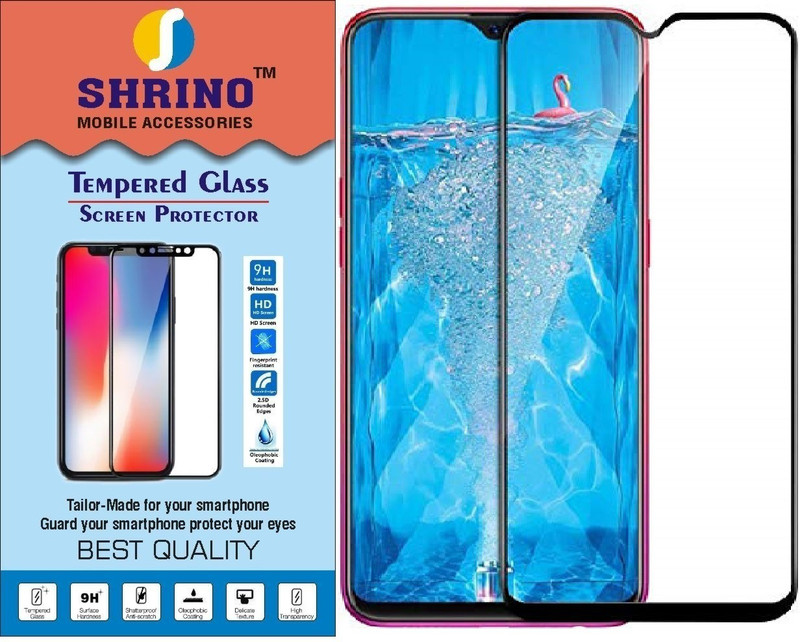 shrino Edge To Edge Tempered Glass for shrino 6D Tempered Glass for Oppo F9 Pack of 1 (Black)(Pack of 1)