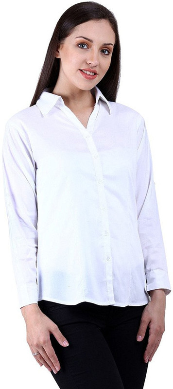 aaj collection Women Solid Formal White Shirt