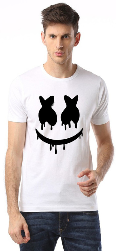 sesky Printed Men Round Neck White T-Shirt