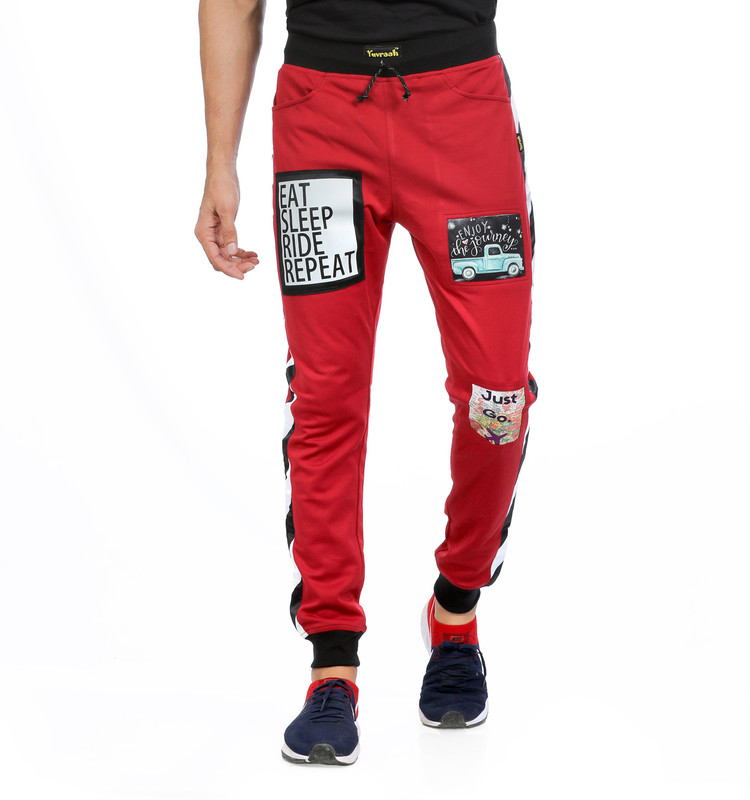 Buy Yuvraah Self Design Men Red Track Pants Online at desertcartSeychelles