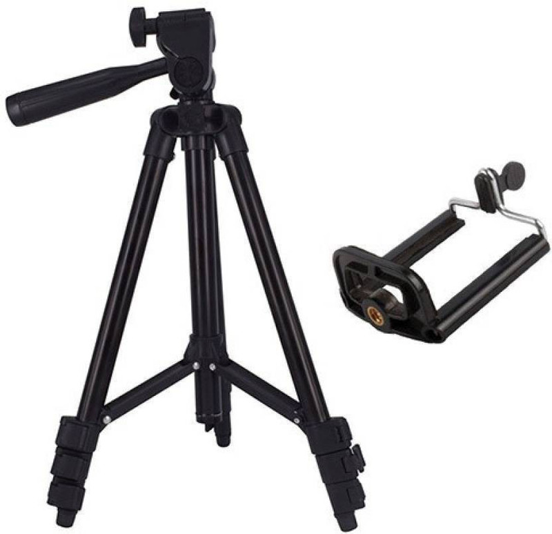 footloose Best Quality 3120 Portable Adjustable Aluminum Lightweight Camera Stand With Stand 3-way 360 degree swivel pan head Fully Flexible Mount Cum Tripod(Black, Supports Up to 1500 g)
