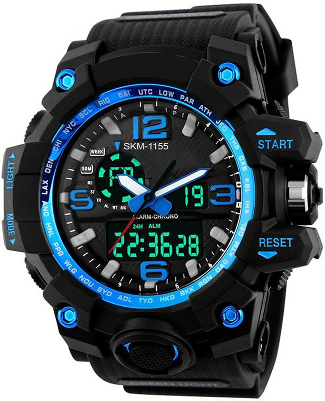indian seller SK-1155_BLUE SPORT sport alarm Analog-Digital Watch  - For Boys