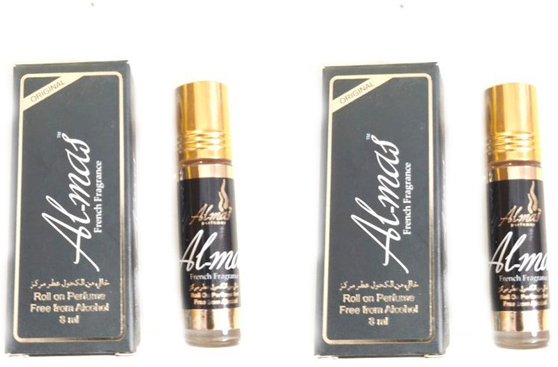 Almas Black Highly Concentrated Roll-On Perfume 8ml {Pack Of 2 } Floral Attar(Floral)