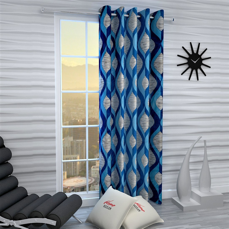 Home Sizzler 153 cm (5 ft) Polyester Window Curtain Single Curtain(Abstract, Blue)