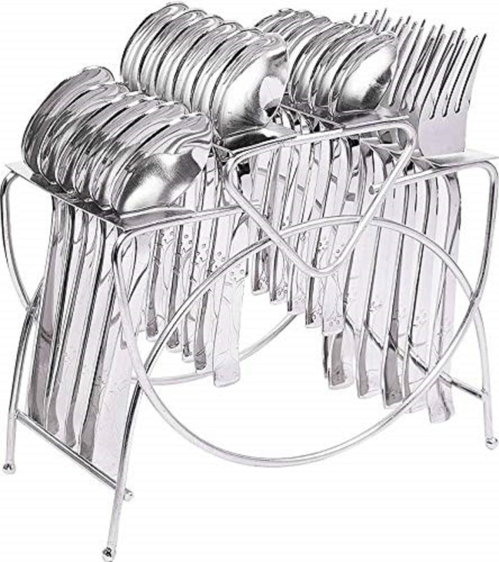 woms Stainless Steel Spoon Stand/ Holder Steel Cutlery Set(Pack of 24)