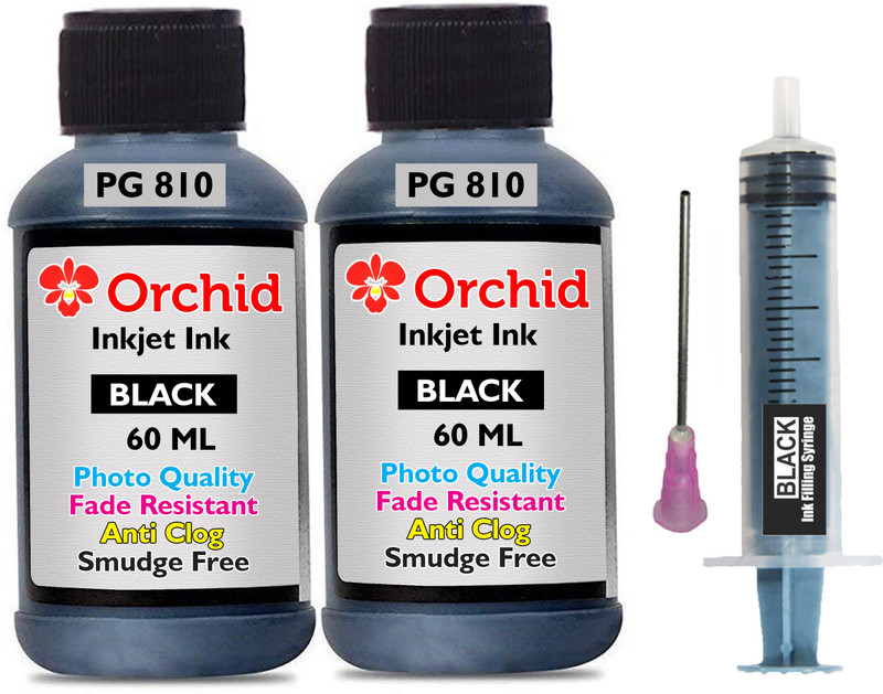 Orchid photo quality ink refill for Canon PG 810 black ink cartridge with instructions Single Color Ink Bottle(Black)