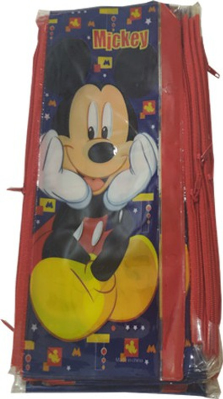 kubergift Mickey pencil pouch (Pack of 6) Mickey Art Polyester Pencil Boxes(Set of 5, Red)