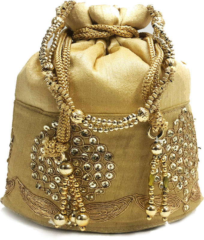 treandy5 UB Potli Bag with Attractive Handicraft Thread Work for Female Potli(Black)