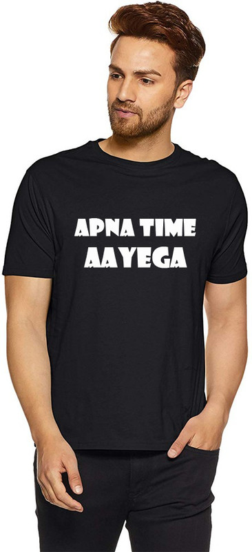 indirage Printed Men Round Neck Black T-Shirt