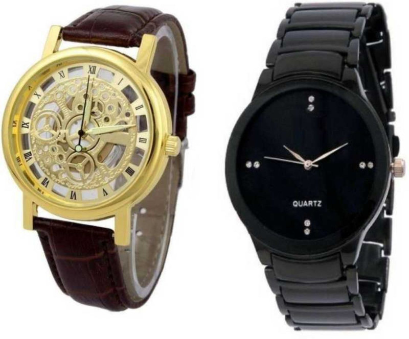 pjcutipie Fancy Golden Transparent And Black IIK Designer Combo Watch Analog Watch  - For Men