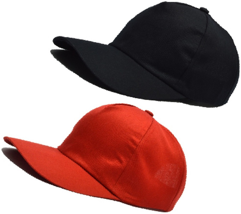 teknik Solid Combo 2 Unisex Light Weight Cotton Cap Plain (Red Black) … Cap(Pack of 2)