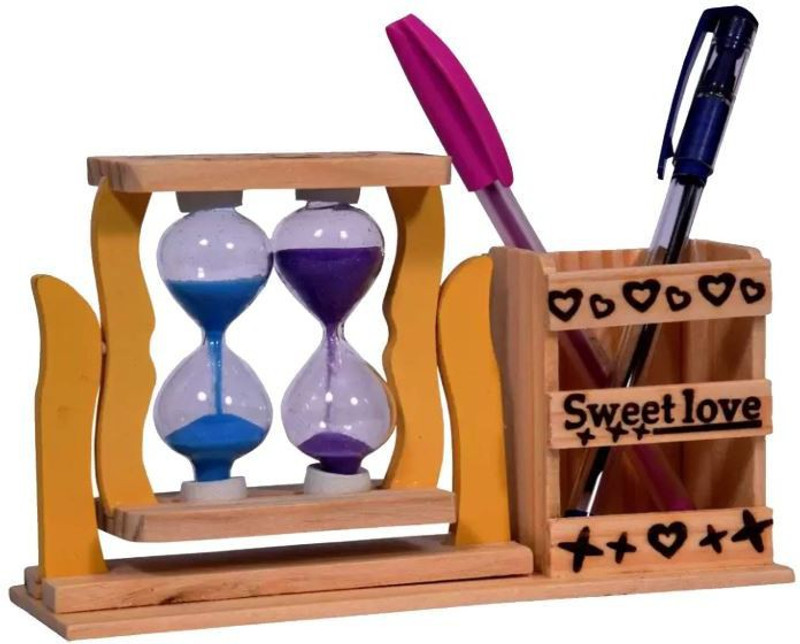 the bells 1 Compartments Wooden, Glass pen Stand(Multicolor)