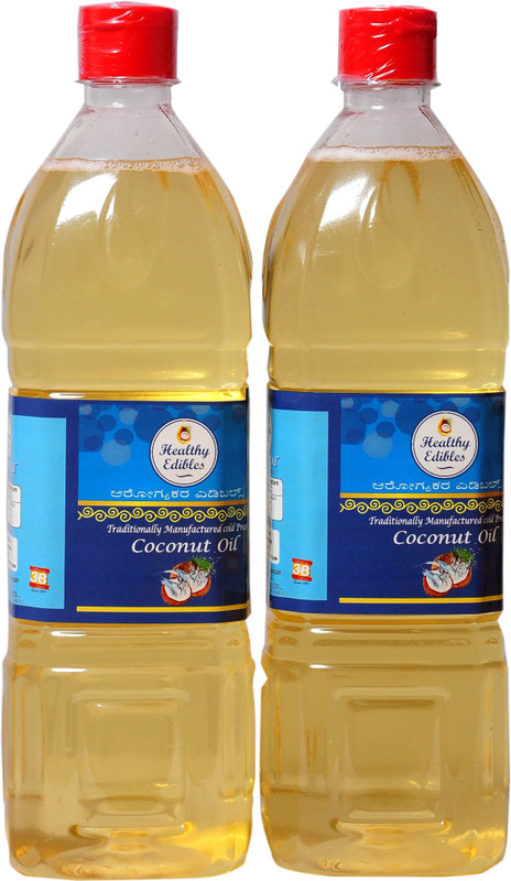 healthy edibles Traditional Cold Pressed Coconut Oil Combo Coconut Oil Plastic Bottle(2 x 1 L)