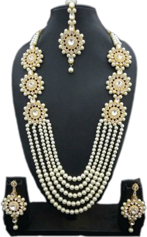 abdur raheem jewellers Stone Jewel Set(White)