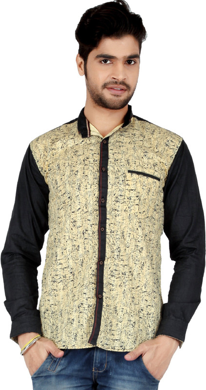 Appollo Men Printed Casual Yellow Shirt