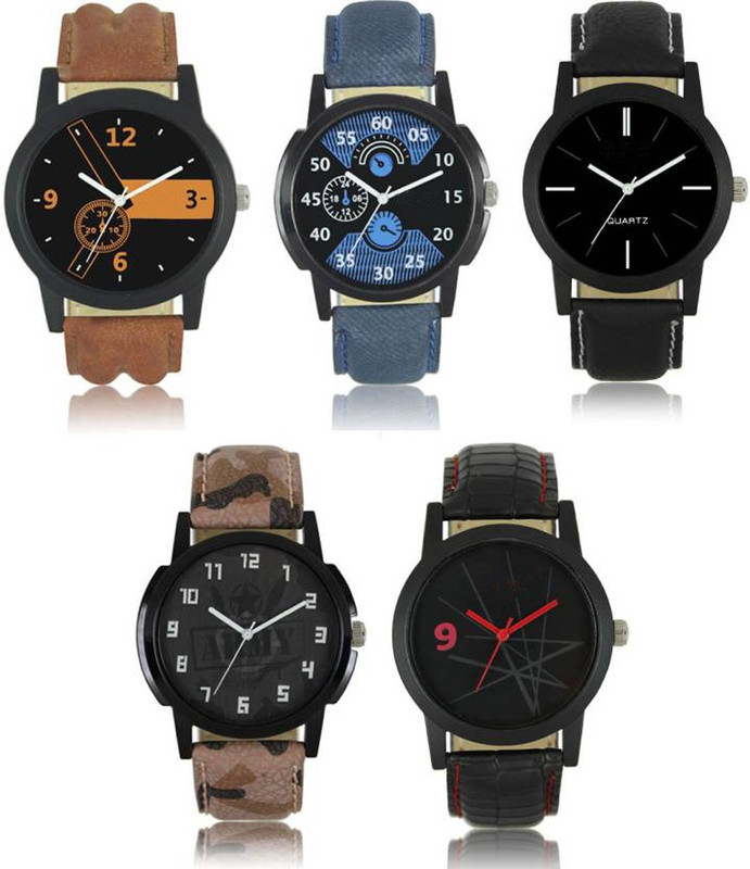 verge New Stylish Designer LR-12578 latest Multicolor set of 5 For Men and Boys Watch - For Men Analog Watch  - For Men