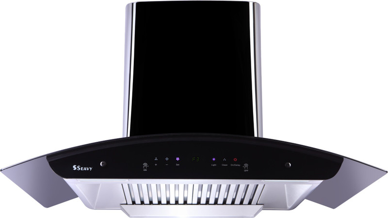 Seavy Zeroun Plus Titanium Black 90cm with Motion Sensor Technology Auto Clean Wall Mounted Chimney(Black/ Glossy Finish 1200 CMH)
