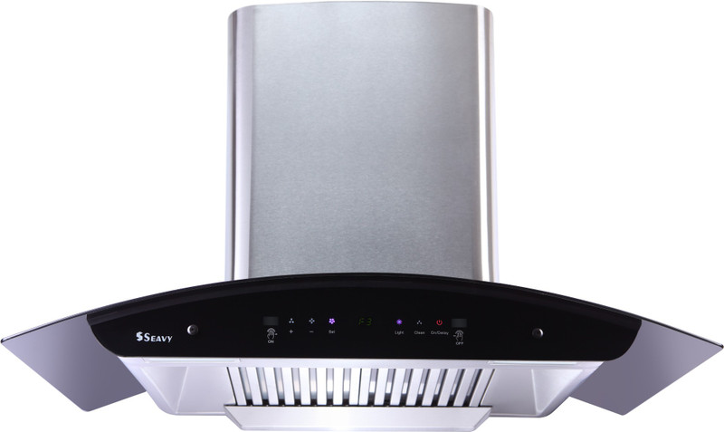 Seavy Zeroun Plus Stainless Steel 90cm with Motion Sensor Technology Auto Clean Wall Mounted Chimney(Silver 1200 CMH)