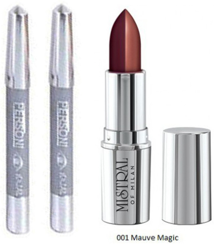 mistral of milan Dual Tone Lipstick 001 with parsoni kajal 2 pcs(Set of 3)