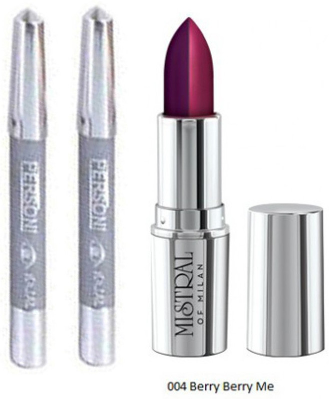 mistral of milan Dual Tone Lipstick berry berry me (004) with parsoni kajal 2 pcs(Set of 3)
