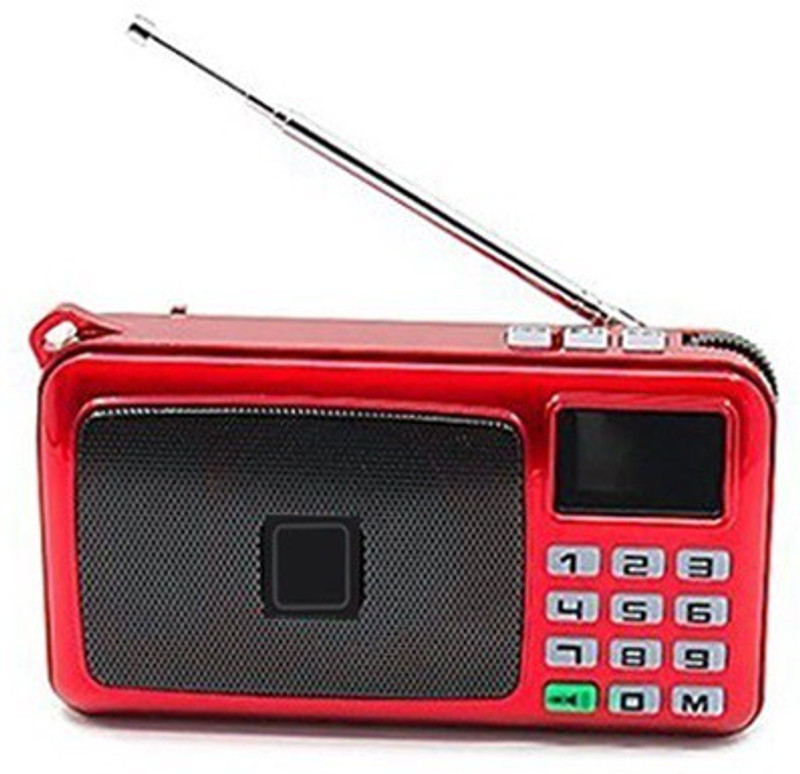 CRETO SM-53 Porable FM Radio With LED Torch Support AUX, USB and Sd Card FM Radio(Red)