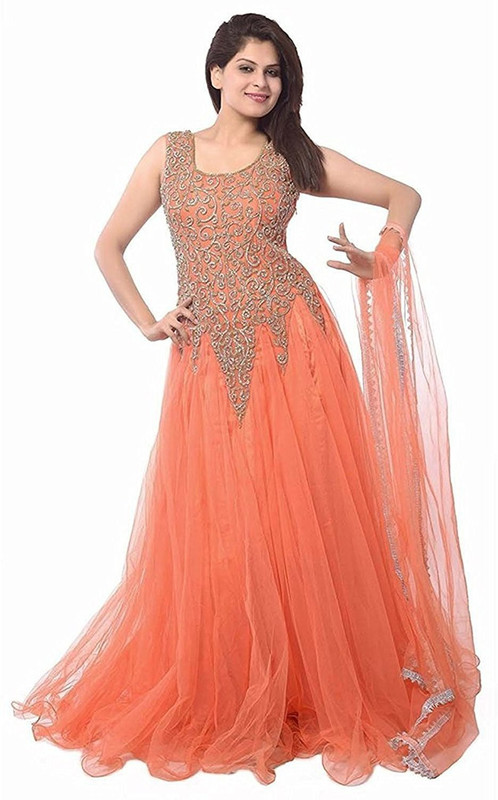now and wow Anarkali Gown(Orange)