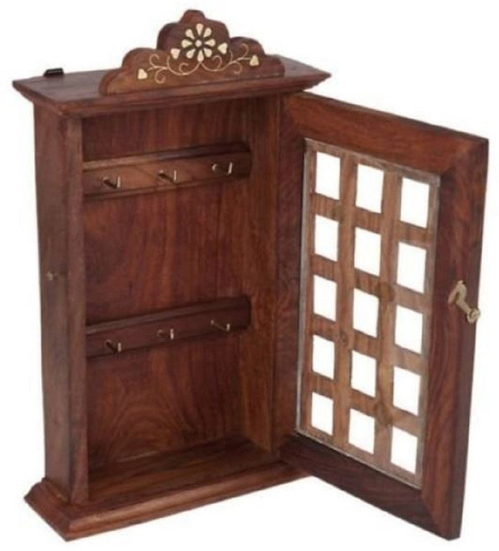 the bells Sheesham Wooden Key Holder Wood Key Holder(6 Hooks)