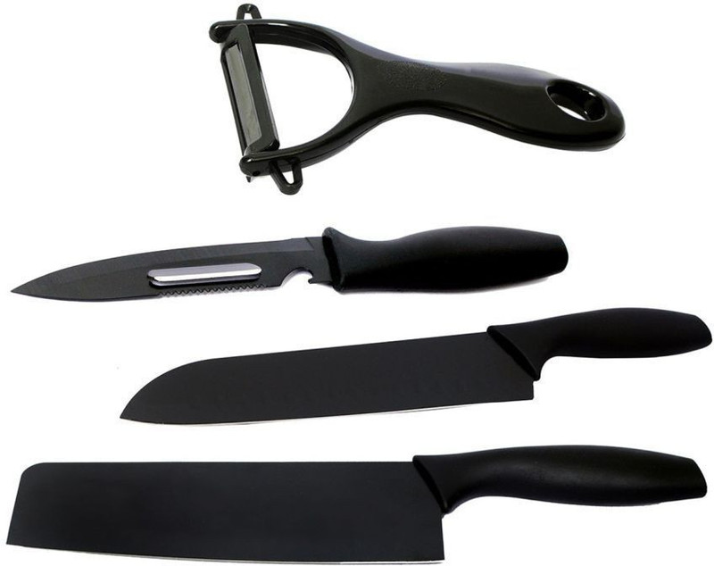 vwv sales corporation SLCN-HEEL-BGE-VWV 4 PCS KITCHEN KNIFE SET WITH PEELER Black Kitchen Tool Set(Black)