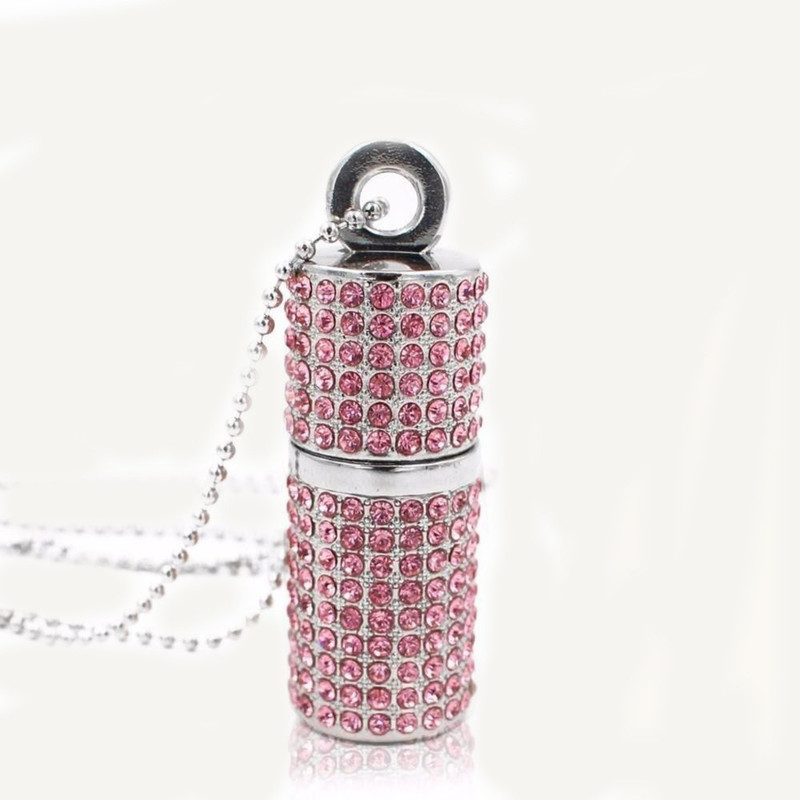 Tobo Diamond Glitter Bottle Shape Flash Drive,Cute S Necklace Thumb Pendrive. 32 Pen Drive(Pink)