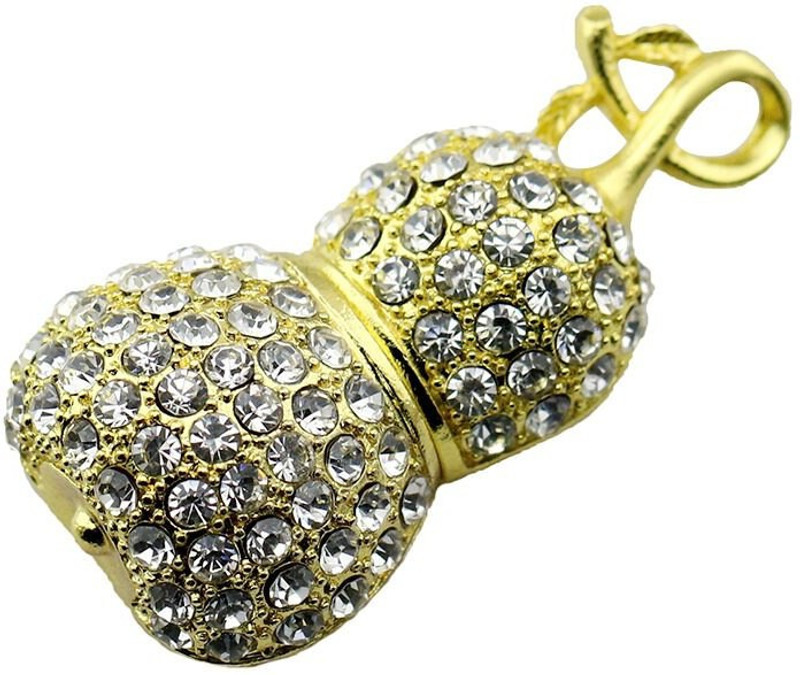 Tobo Diamond Glitter Bottle Shape Flash Drive,Cute Necklace Pen drive. 16 Pen Drive Compatible with Desktop Computer, Television, Laptop USB 2.0 Metal Case(Gold)