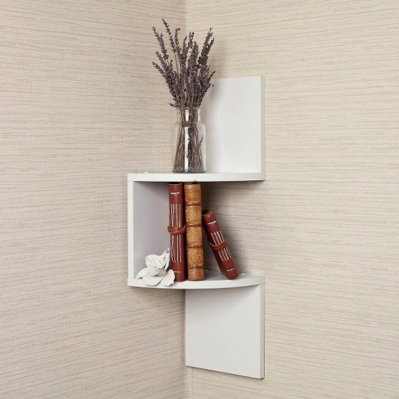 vilton Corner wall decorative wall rack shelf Wooden Wall Shelf(Number of Shelves - 2, Brown)