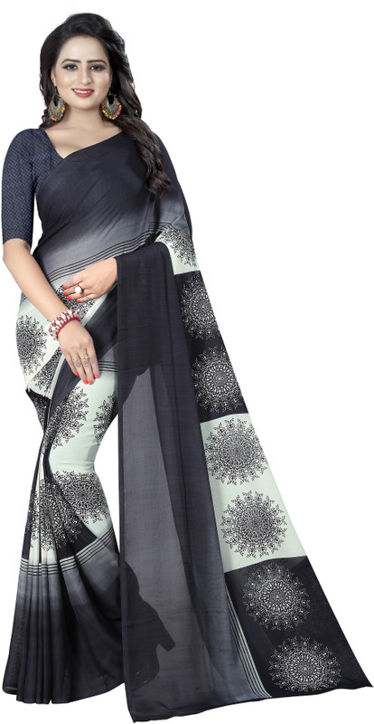 comenshop Printed Daily Wear Poly Georgette Saree(Multicolor)