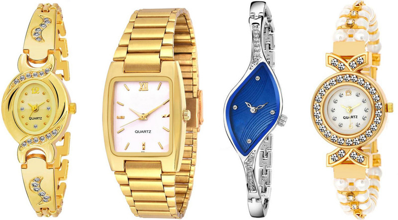 leaperd Combo Of Four Multicolour Party~Wedding Designer Metal And Leather Strap ~09 For Women And Girls Analog Watch  - For Men & Women