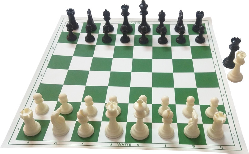 triwizard chess 17" x 17" Professional Green Vinyl Chess Set - with 2 Extra Queens & Chess Bag 4 inch Chess Board(Green)