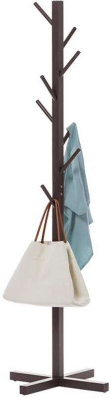 zahuu Bamboo Coat and Hat Rack 8 Hooks Coat Stand Bamboo Coat Stand(Finish Color - Brown)