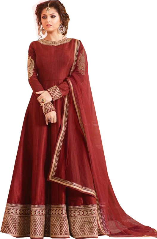 dharmee Cotton Silk Embroidered Salwar Suit Material(Semi Stitched)