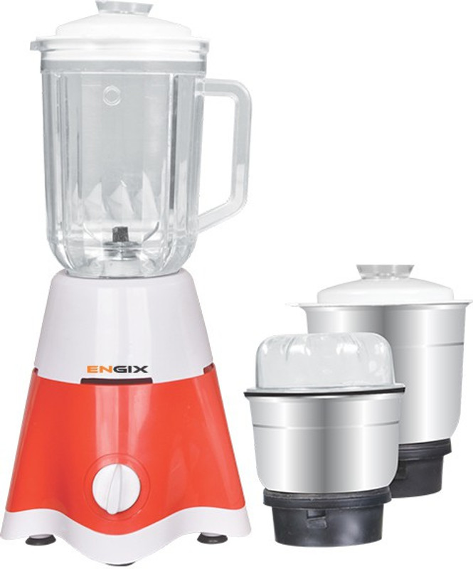 Engix Mini Mixers Mini Star 3 jar Mixer Grinder 650W (inc. Unbreakable Poly Jar) 650 Mixer Grinder(White and Red, 3 Jars)