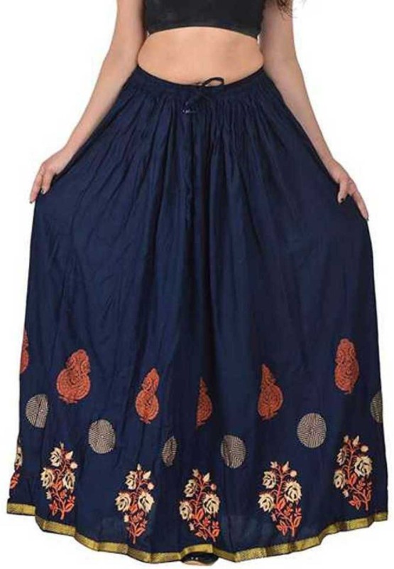 Fashioncutz Floral Print Women Regular Dark Blue Skirt
